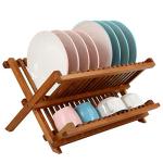 Collapsible 2-Tier Teak Dish Drying Rack