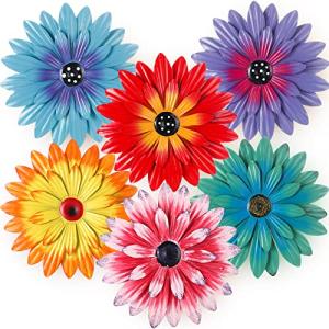 6 Pcs Colorful Metal Flower Wall Decor