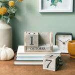 Rustic Wooden Block Calendar for Desk Decor