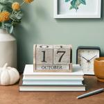 Rustic Wooden Block Calendar for Desk Decor