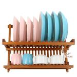 Collapsible 2-Tier Teak Dish Drying Rack