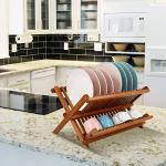 Collapsible 2-Tier Teak Dish Drying Rack