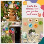 6 Pcs Colorful Metal Flower Wall Decor