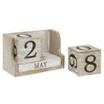 Rustic Wooden Block Calendar for Desk Decor
