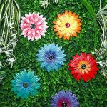 6 Pcs Colorful Metal Flower Wall Decor