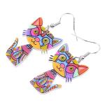 Funny Acrylic Cat Drop Earrings - 7 Colors