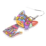 Funny Acrylic Cat Drop Earrings - 7 Colors