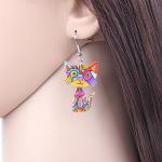 Funny Acrylic Cat Drop Earrings - 7 Colors