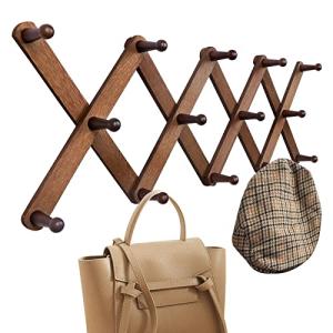 Expandable Wood Wall Hanger with 14 Pegs