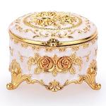 Vintage Round Gold Jewelry Box for Keepsakes