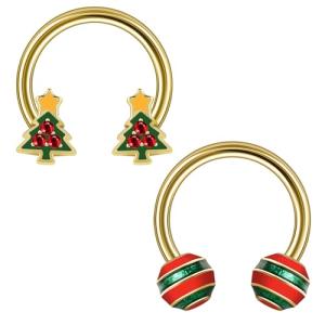 Christmas Septum Rings Set - Tree & Candy Design