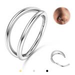 Silver Double Hoop Nose Ring - 18G Stainless Steel