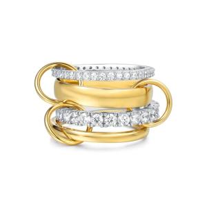 Gold and Platinum Stackable Interlocking Ring Set