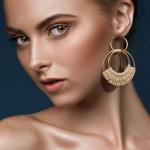 Raffia Rattan Bohemian Dangle Earrings Set