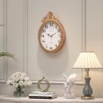 Vintage Oval French Wall Clock in Antique Gold