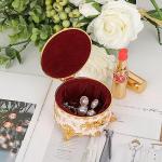Vintage Round Gold Jewelry Box for Keepsakes