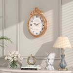 Vintage Oval French Wall Clock in Antique Gold