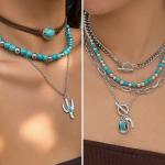 50 PCS Silver Bohemian Jewelry Set with Turquoise