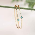 Dainty Gold-Plated Hoop Earrings with Blue Turquoise