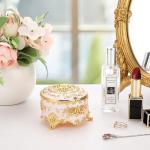 Vintage Round Gold Jewelry Box for Keepsakes