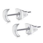 Women's Moon Stud Earrings - Silver Titanium 4MM