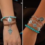 50 PCS Silver Bohemian Jewelry Set with Turquoise