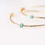 Dainty Gold-Plated Hoop Earrings with Blue Turquoise