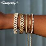 Gold Plated Cuban Chain Bracelets Set for Women