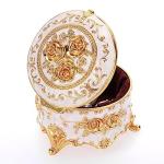 Vintage Round Gold Jewelry Box for Keepsakes