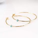 Dainty Gold-Plated Hoop Earrings with Blue Turquoise