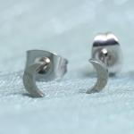Women's Moon Stud Earrings - Silver Titanium 4MM