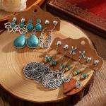 50 PCS Silver Bohemian Jewelry Set with Turquoise