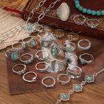 50 PCS Silver Bohemian Jewelry Set with Turquoise
