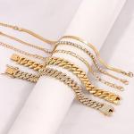Gold Plated Cuban Chain Bracelets Set for Women