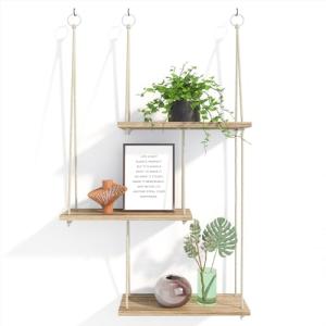 3-Tier Rustic Floating Shelves for Wall Decor