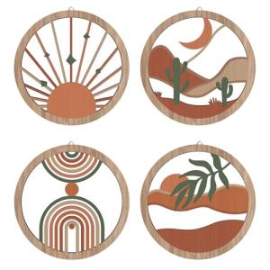 Boho Wall Art Set - Geometric Wooden Decor