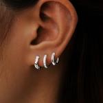 Sterling Silver Huggie Hoop Earrings Set for Women