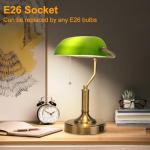Green Retro Desk Lamp with USB Charging Ports