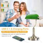 Green Retro Desk Lamp with USB Charging Ports