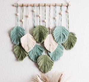 Large Macrame Leaf Wall Hanging – Boho Decor