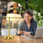 Retro Banker's Desk Lamp with USB Charging Ports
