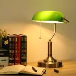 Green Retro Desk Lamp with USB Charging Ports