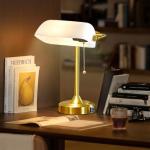 Retro Banker's Desk Lamp with USB Charging Ports