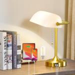Retro Banker's Desk Lamp with USB Charging Ports