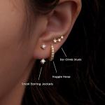 Trendy Gold Huggie Hoop Stud Earrings Set