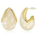 KissYan Beige Acrylic Teardrop Drop Earrings