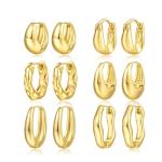 6 Pairs Gold Hoop Earrings Set for Women