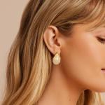 KissYan Beige Acrylic Teardrop Drop Earrings