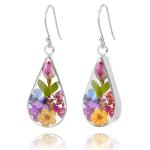 Sterling Silver Flower Teardrop Earrings for Women