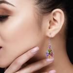 Sterling Silver Flower Teardrop Earrings for Women